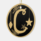 Kerstmonogram Letter C Gold Black Keramisch Ornament (Links)
