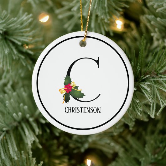 Kerstmonogram Letter C Persoonlijk Keramisch Ornament (Boom)
