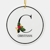 Kerstmonogram Letter C Persoonlijk Keramisch Ornament (Voorkant)