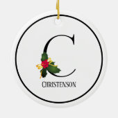 Kerstmonogram Letter C Persoonlijk Keramisch Ornament (Achterkant)