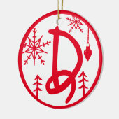 Kerstmonogram Letter D Red White Keramisch Ornament (Links)