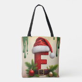 Kerstmonogram letter F met Kerstaccent 🎅 Draagtas (Achterkant)