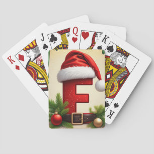 Kerstmonogram letter F met kerstaccent 🎅 Pokerkaarten
