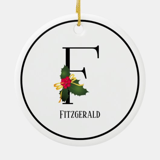 Kerstmonogram Letter F op maat Keramisch Ornament (Achterkant)