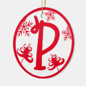 Kerstmonogram Letter P Red White Keramisch Ornament (Links)
