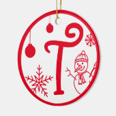 Kerstmonogram Letter T Red White Keramisch Ornament (Links)