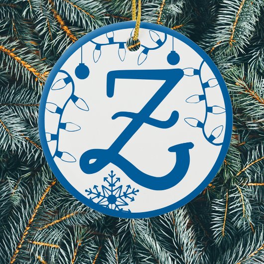 Kerstmonogram Letter Z Blue White Keramisch Ornament
