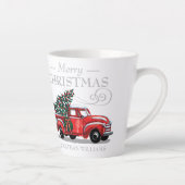 kerstmonogram op vrachtwagen Merry Naam Klein Latte Mok (Rechts)