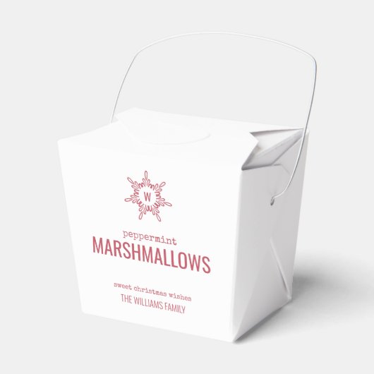Kerstmonogram Snowflake Bedankdoosjes (Voorkant Zijde)