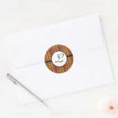 Kerstmonogram Sticker Geruit Rood Groen Beige (Envelop)