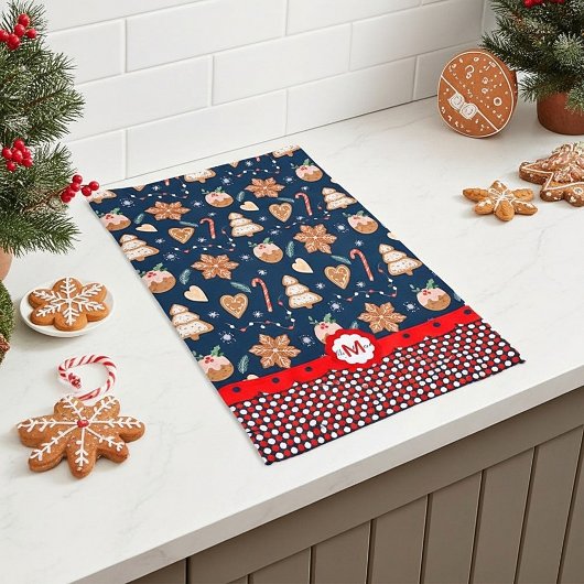 Kerstmonogram van koek theedoek