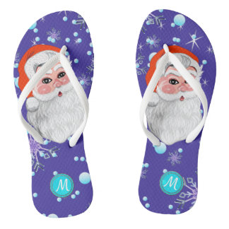 Kerstmonogram voor kerstmis met "Santa Claus & Sno Teenslippers