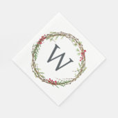 Kerstmonogram Winter Greenery Wreath Berries Servet (Hoek)