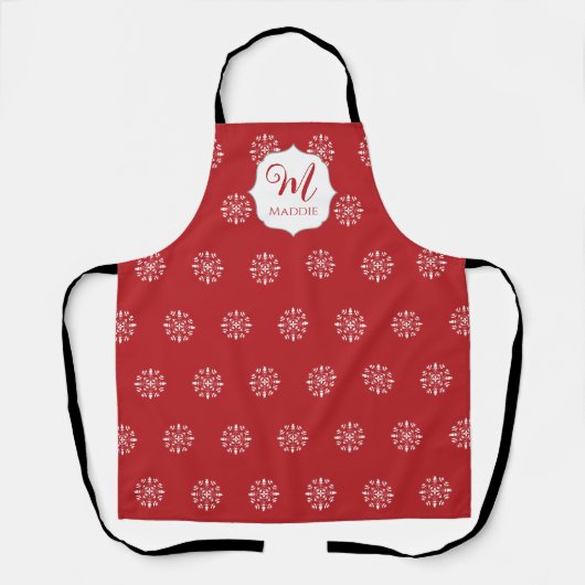 Kerstmonogrammen Cute Simple Snowflake Schort (Voorkant)