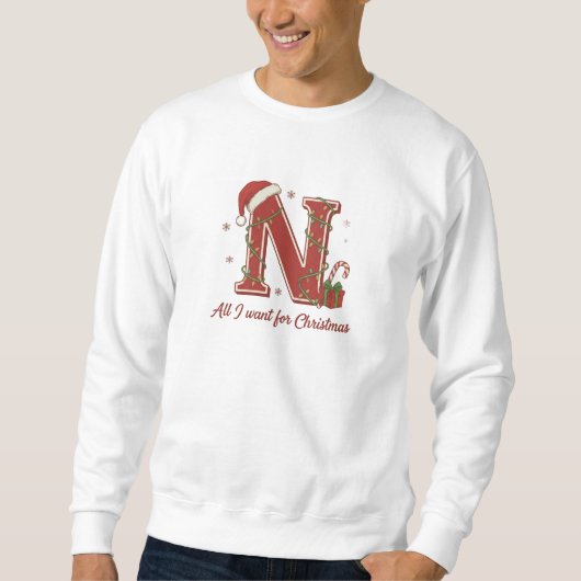 Kerstmonogramontwerp met letter N Trui (Voorkant)