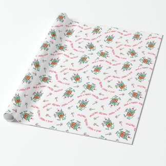 Kerstmonster met cadeau cadeaupapier