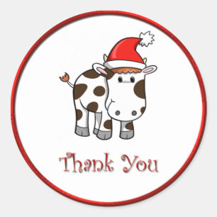 KerstMoo Cow Dank je wel. Ronde Sticker