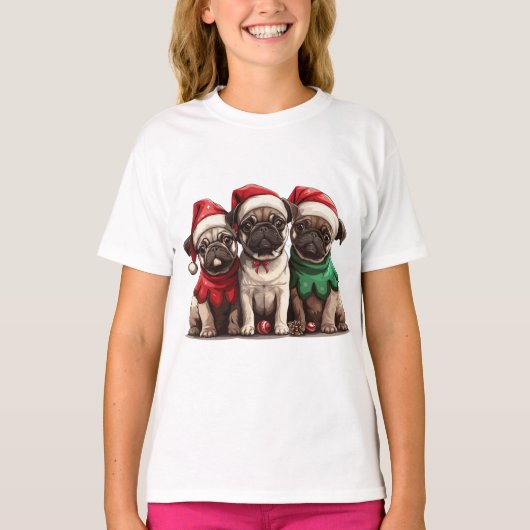 Kerstmopsen T-shirt (Voorkant)