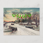 Kerstmorgen, kunstschilderij, briefkaart (Voorkant)