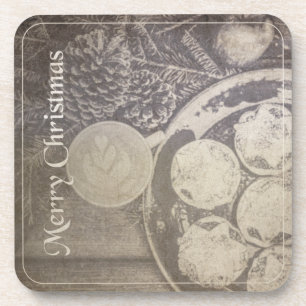 Kerstmotief in vintage stijl met koekjes en koffie bier onderzetter