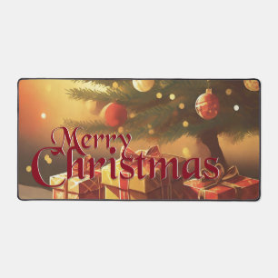 Kerstmotief, met cadeaus onder de kerstboom bureaumat