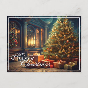 Kerstmotief met cadeaus onder de kerstboom feestdagenkaart