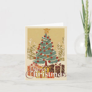 Kerstmotief, met cadeaus onder de kerstboom kaart