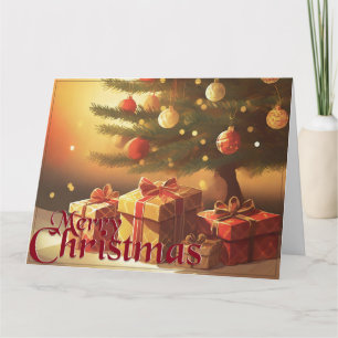 Kerstmotief, met cadeaus onder de kerstboom kaart