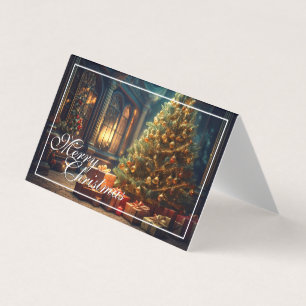 Kerstmotief met cadeaus onder de kerstboom kaart
