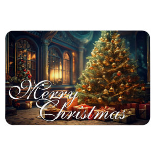 Kerstmotief met cadeaus onder de kerstboom magneet
