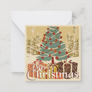 Kerstmotief, met cadeaus onder de kerstboom notitiekaartje