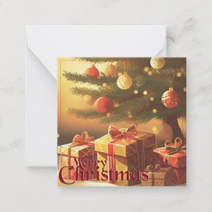 Kerstmotief, met cadeaus onder de kerstboom notitiekaartje