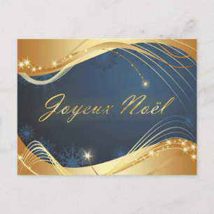 Kerstmotief van goud op een blauwe achtergrond feestdagenkaart