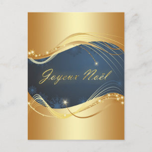 Kerstmotief van goud op een blauwe achtergrond feestdagenkaart