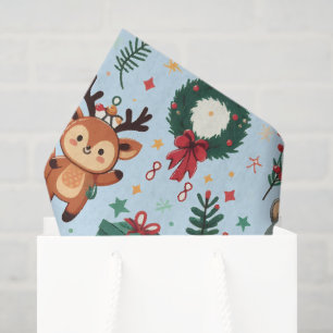 Kerstmotieven en grillige dieren tissuepapier