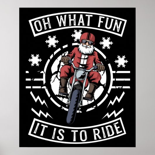 Kerstmotor Santa Claus Biker Dad Bike Poster (Voorkant)