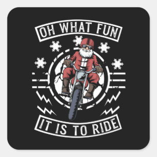 Kerstmotor Santa Claus Biker Dad Bike Vierkante Sticker
