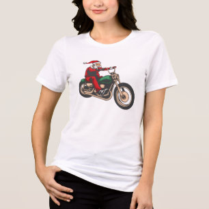 Kerstmotorfietser — Grafische kerstman Tri-Blend Shirt