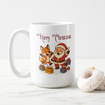 Kerstmug met vos en Kerstman