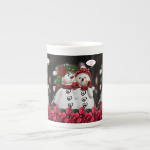 Kerstmug Sneeuwman Porselein Kop