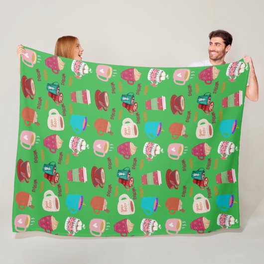 Kerstmuggen fleece deken (In situ)