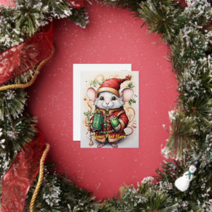 Kerstmuis 1 folie feestdagen briefkaart