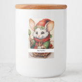 Kerstmuis 3 Jouw tekst hier Voedselcontainer Etiket (Voorkant)