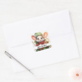 Kerstmuis 46 Jouw tekst hier Vierkante Sticker (Envelop)