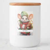 Kerstmuis 46 Jouw tekst hier Voedselcontainer Etiket (Voorkant)