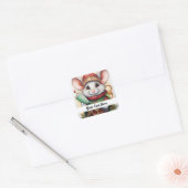 Kerstmuis 47 Jouw tekst hier Vierkante Sticker (Envelop)