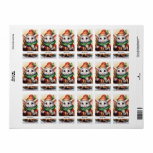 Kerstmuis 4 Jouw tekst hier Etiket