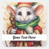 Kerstmuis 4 Jouw tekst hier Vierkante Sticker (Voorkant)
