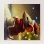 Kerstmuis (4) legpuzzel (Horizontaal)