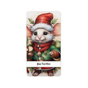 Kerstmuis 50 Jouw tekst hier Etiket